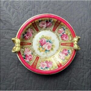 Morimura Gumi Nippon Maple Leaf Gilded Bowl Nut Dish 1891-1911 Hand Painted 6"